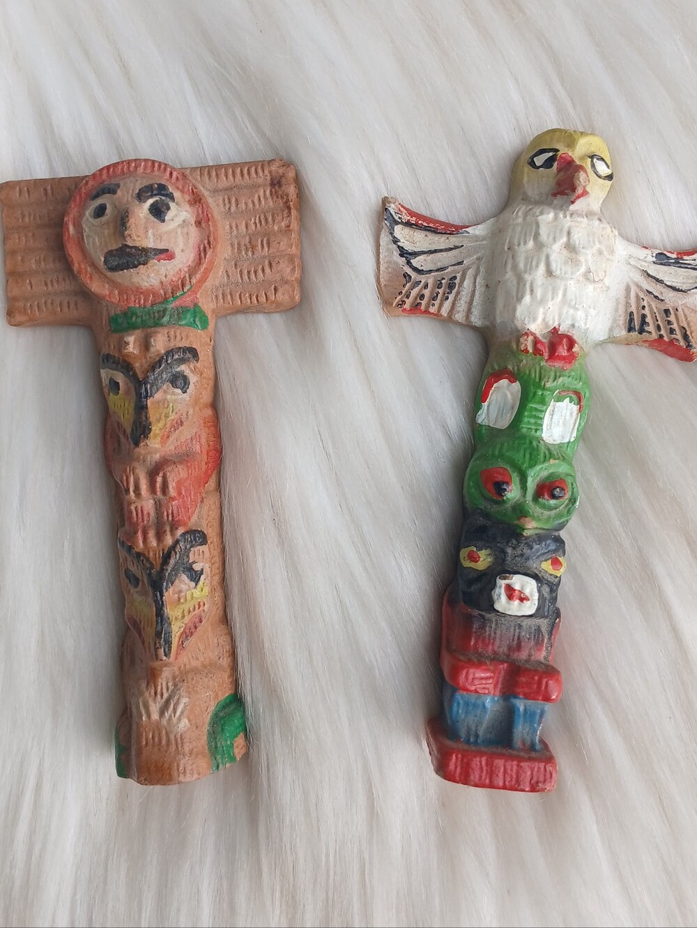 Totem Pole Vintage Decor Decoration Set Native American Indigenous Indian Figure